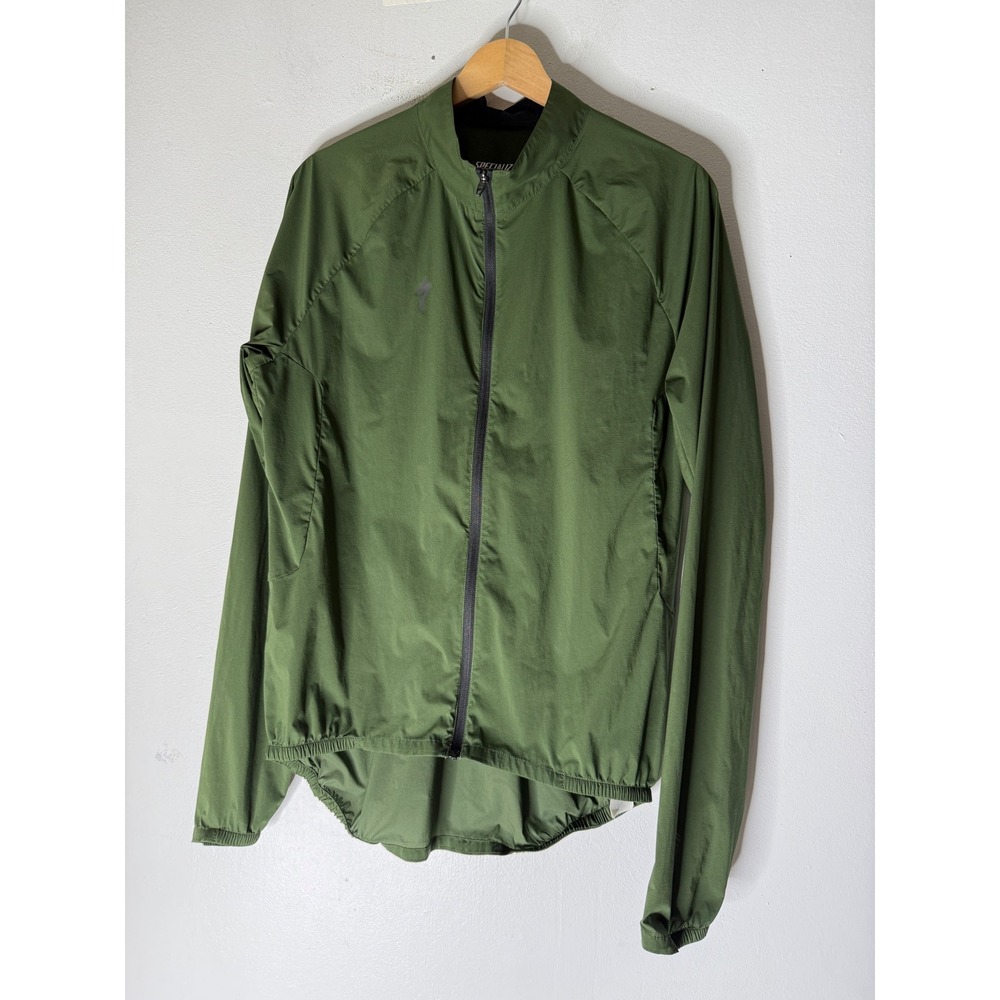 Specialized Deflect Wind Jacket Mens XL Green Cycling Full Zip Packable 644-8322